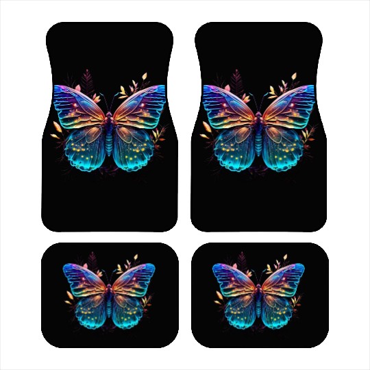 neon color butterfly Car Mats