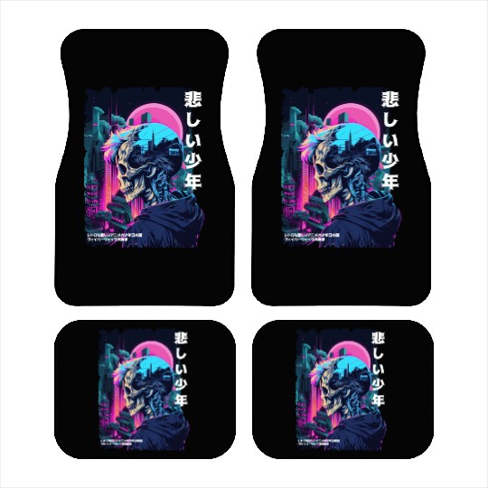 Edgy Gothic Skull Anime Sad Boy Japanese Futurism Car Mats