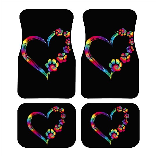 Dog Mom Dad Puppy Love Dogs Paw Print Heart Car Mats
