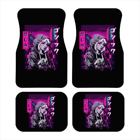 Urban Japanese Sad Anime Girl Vaporwave Aesthetic Car Mats