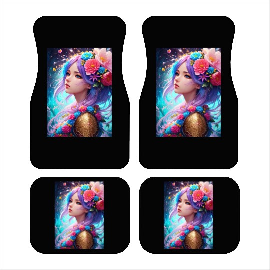 Spring Girl with a bouqet of flowers garland #11 Car Mats