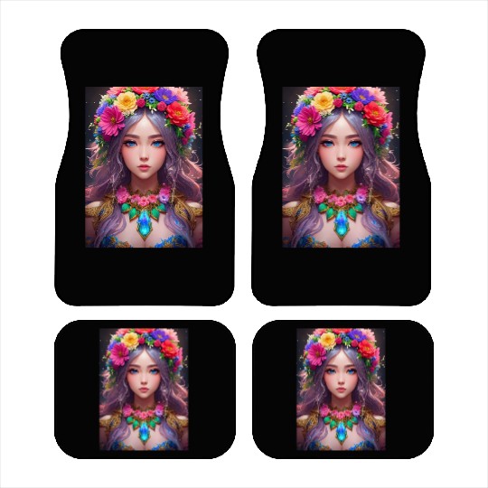 Spring Girl with a bouqet of flowers garland #12 Car Mats