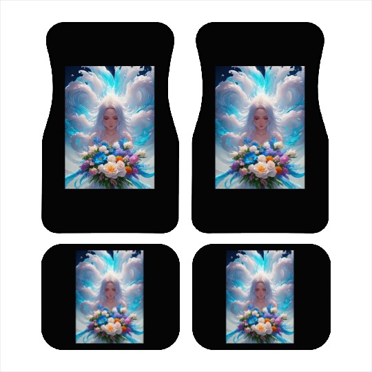 Spring Girl with a bouqet of flowers garland #23 Car Mats