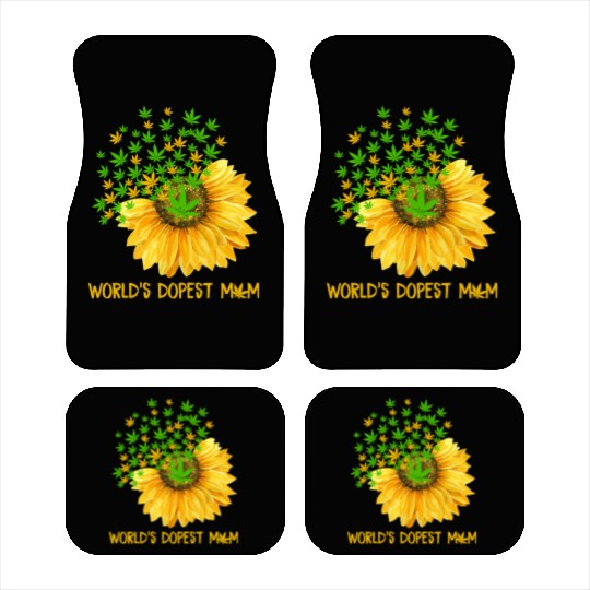 Mom World s Dopest Mom Sunflower Weed Funny Mom Car Mats