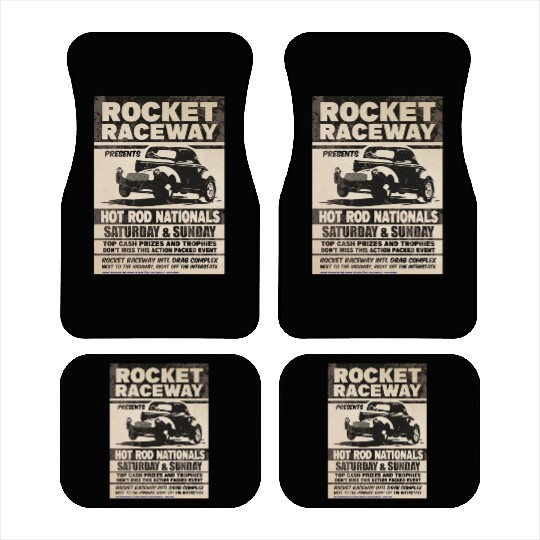 Vintage Hot Rod Classic Drag Racing Poster Car Mats