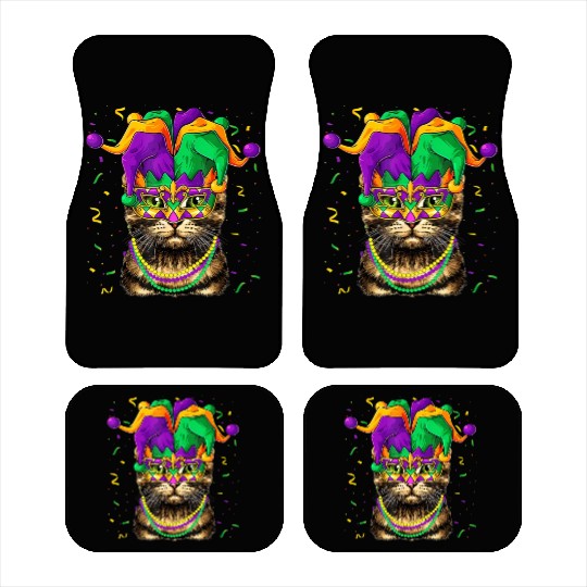 Cat Animal Lover Cute Mardi Gras Carnival Jester Car Mats