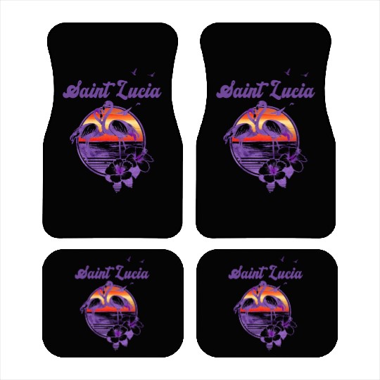 Saint Lucia Flamingo Hibiscus Vacation Souvenir Car Mats