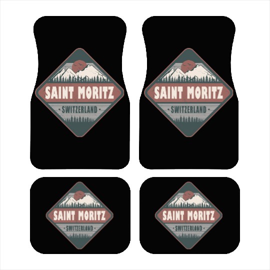 Saint Moritz Switzerland Vintage Hiking Design Car Mats
