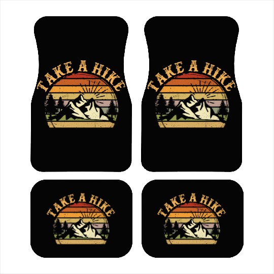Take A Hike Retro Hiker Outdoors Camping Nature Car Mats