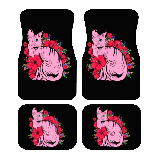 Cat Owner Pet Kitten Sphynx Cat With Flowers Car Mats