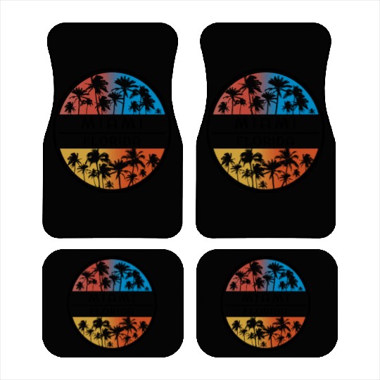 Miami Florida Palm Tree Stylish Vacation Souvenir Car Mats