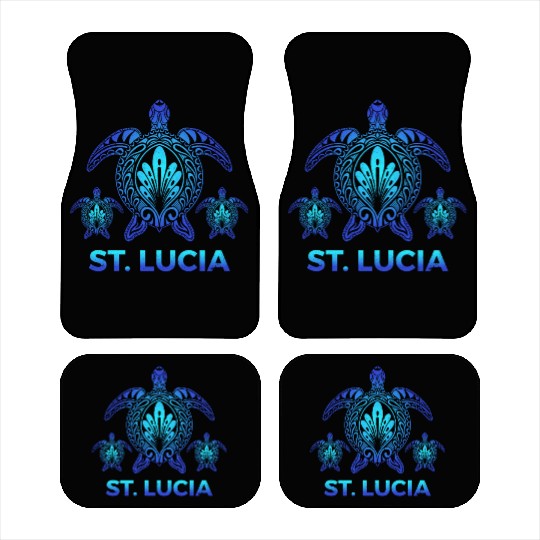 Vintage St. Lucia Ocean Blue Sea Turtle Souvenirs Car Mats