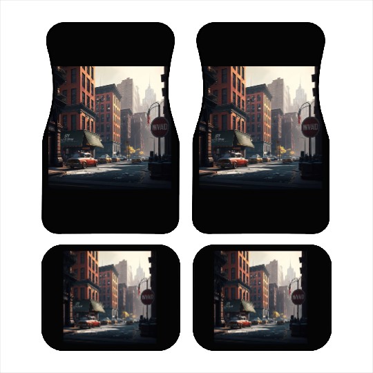 New York City Art Iconic Place Drawing Canvas Car Mats