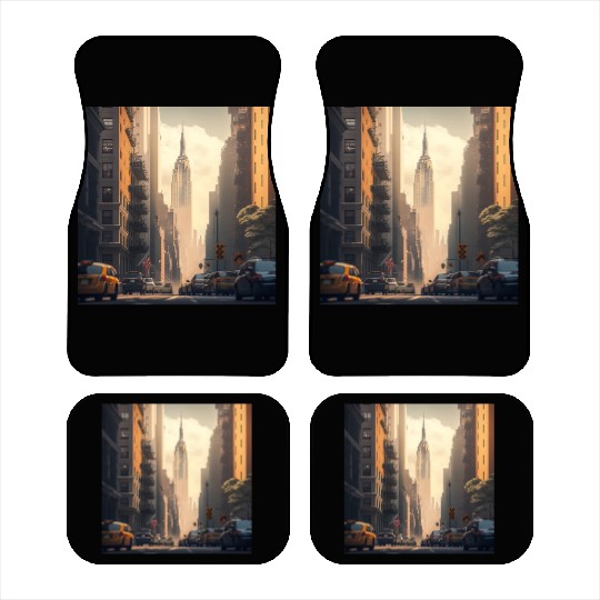 New York City Art Iconic Place Drawing Canvas Car Mats