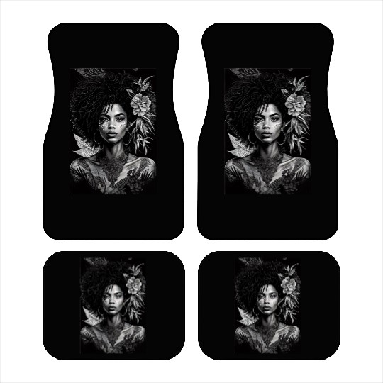 Black-and-White Afrocentric Art Car Mats