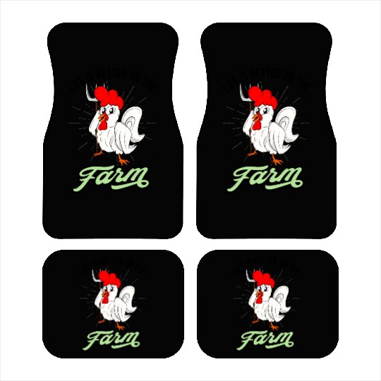 Life Is Better On The Farm Rooster Farmer Car Mats