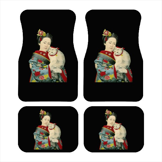 Geisha Cat Kimono Japanese Vintage Art Car Mats