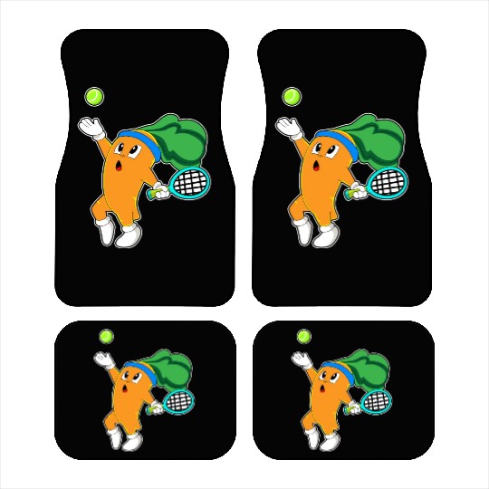 Carrot At Tennis With Tennis Racket Car Mats