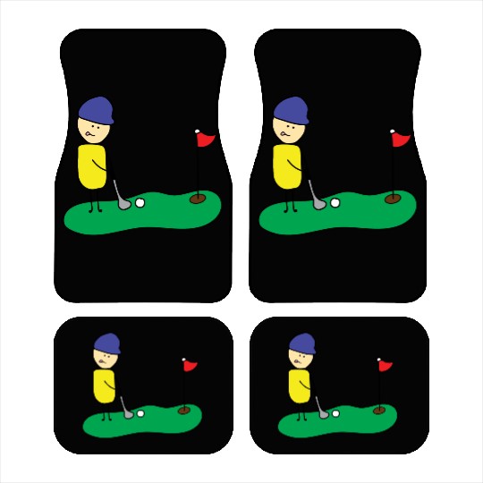 Cute Boy Playing Golf Car Mats