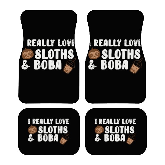 Cute Lazy Sloth Boba Tea Sweet Bubble Tea Car Mats