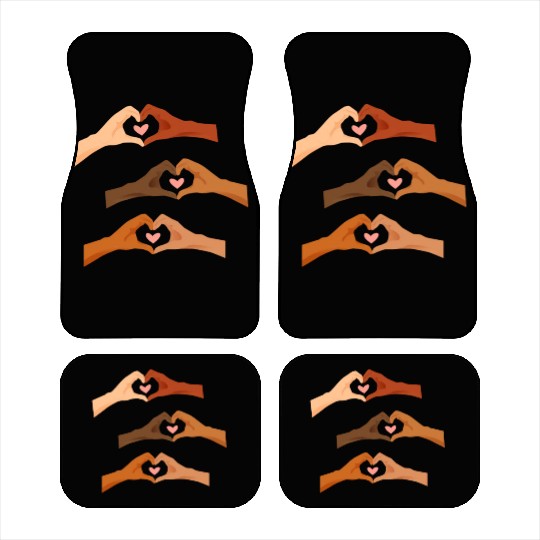 Watercolor Multi Hands Making Hearts Car Mats