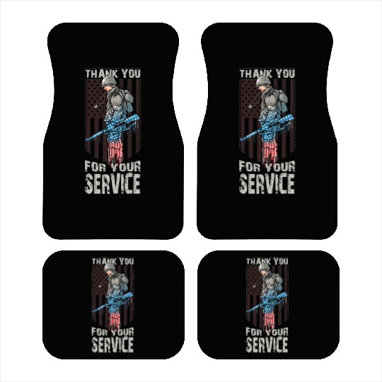 Thank You For Your Service Veteran US Flag Veteran Car Mats