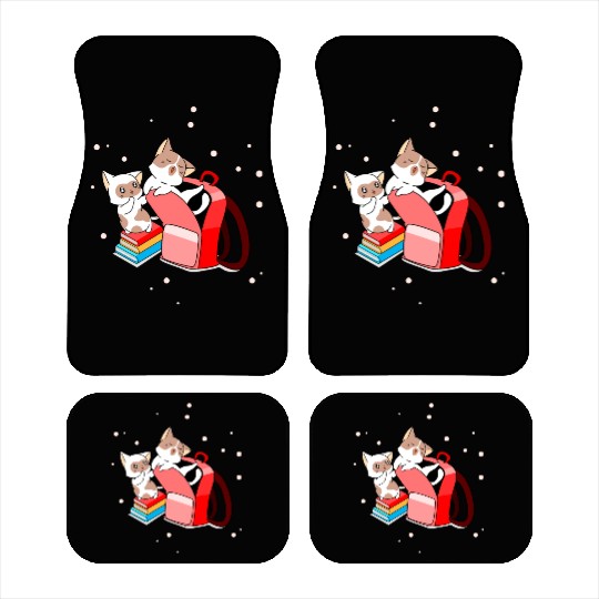 Cute Kittens School Books Bag Back To School Car Mats