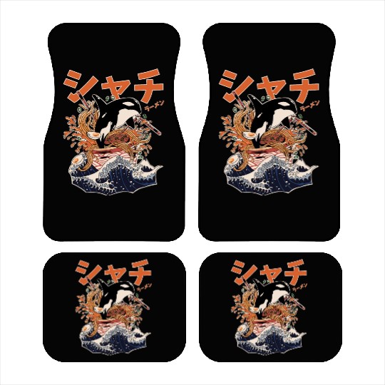 The Great Orca Killer Whale Ramen (Japanese Text) Car Mats