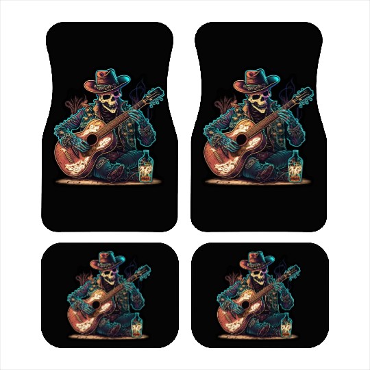 cowboy skeleton play guitar Car Mats