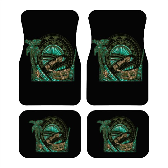 Big Island Outrigger Canoe Tribal Halftone Edges Car Mats