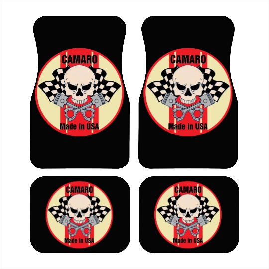 Camaro Made in USA skull & pistons Car Mats