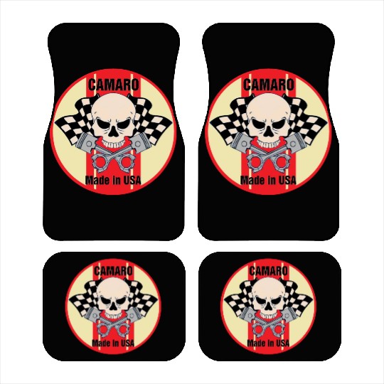 Camaro Made in USA skull & pistons Car Mats