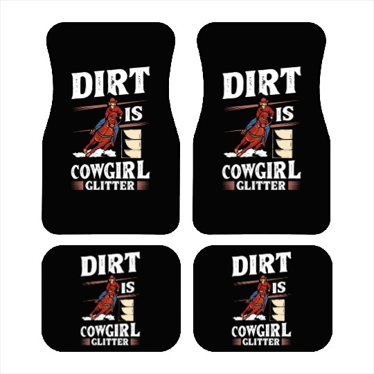 Dirt Barrel Racing Horse Cowgirl Glitter yellow Car Mats