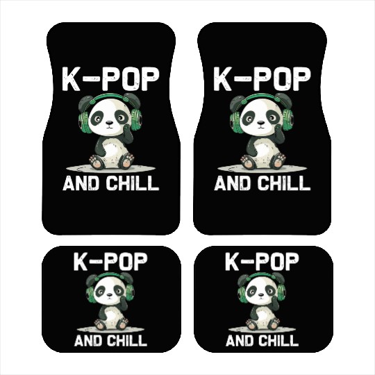 Kpop And Chill Panda Headphones Korean Music Lover Car Mats