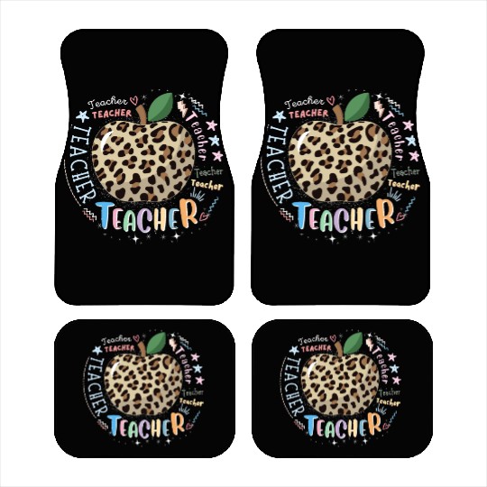 Teacher Typography Leopard Back to School Car Mats