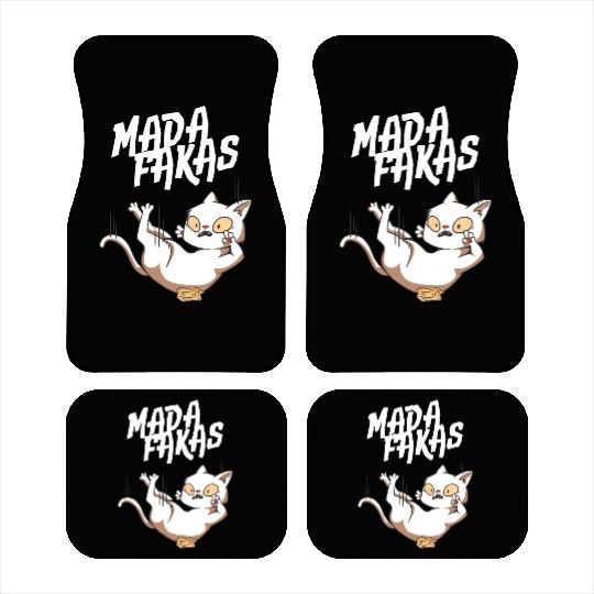 Clumsy Cat I Madafakas I White Cat Car Mats