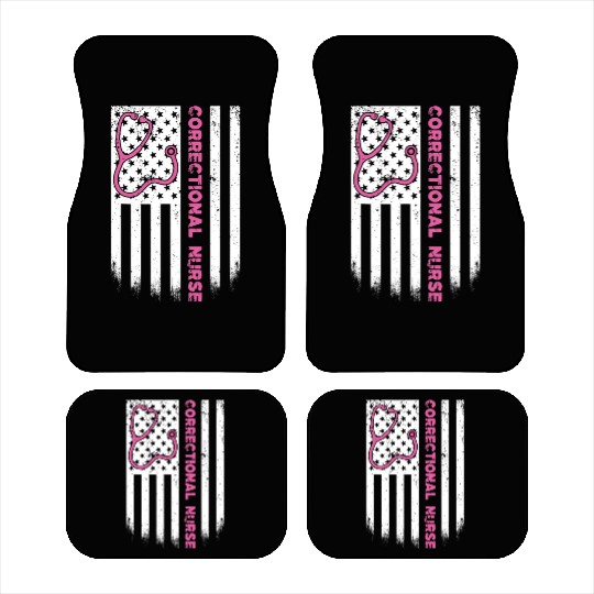 Correctional Nurse American flag US Stethoscope Car Mats