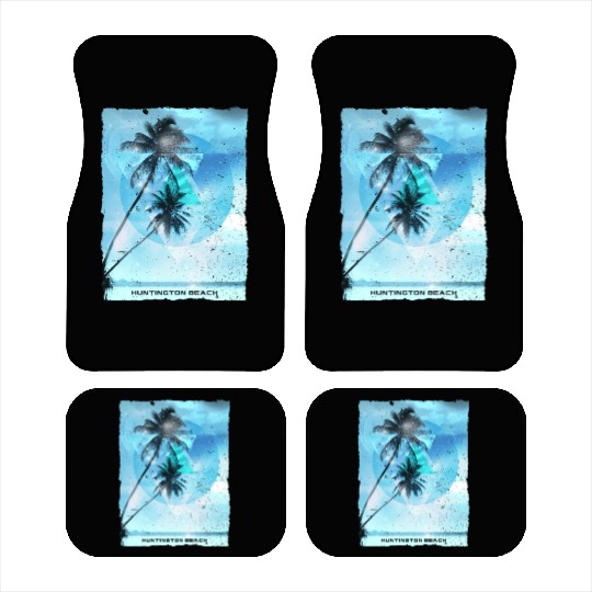Artistic Huntington Beach California Palm Tree Car Mats