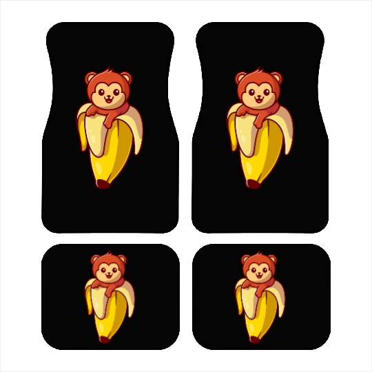 Cute Monkey Banana Cartoon Car Mats
