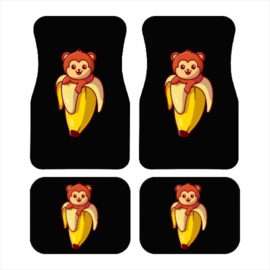 Cute Monkey Banana Cartoon Car Mats