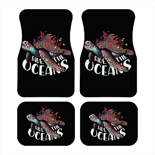 Save The Ocean Sea Turtle Reefs Cartoon Car Mats