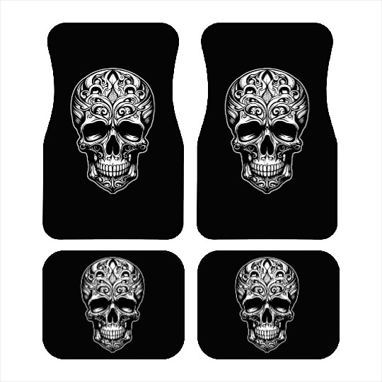 Skull Dia de los Muertos Halloween Tattoo Rose Car Mats