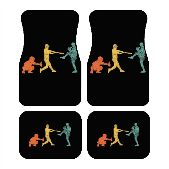 Baseball Catcher Pitcher Batter Vintage Car Mats