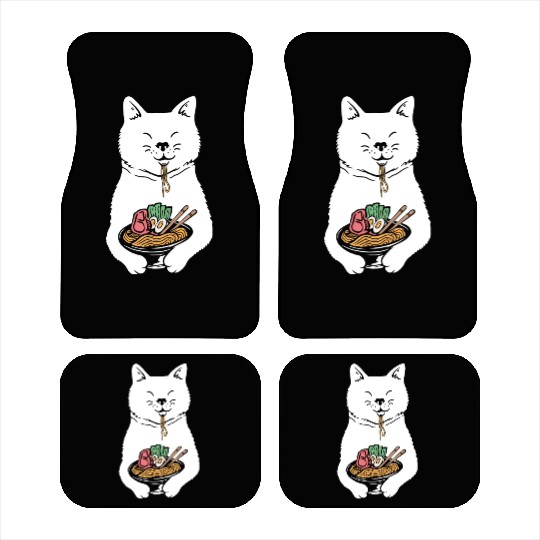 Cute Cat Eating Ramen Car Mats