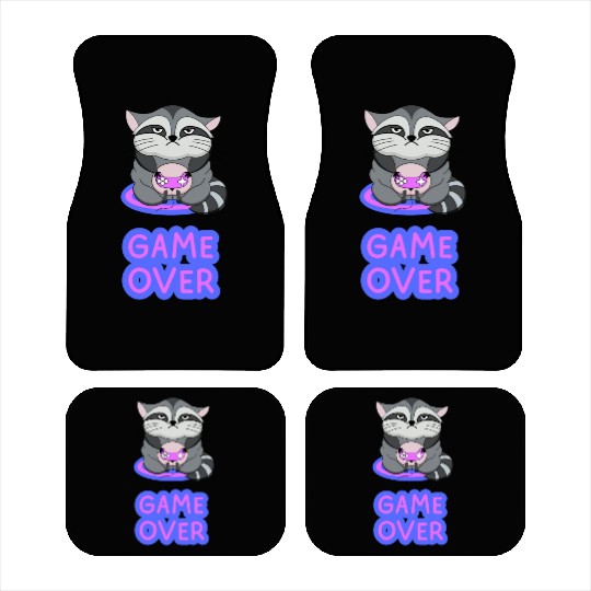 Game Over fat wicked raccoon playing on a console Car Mats