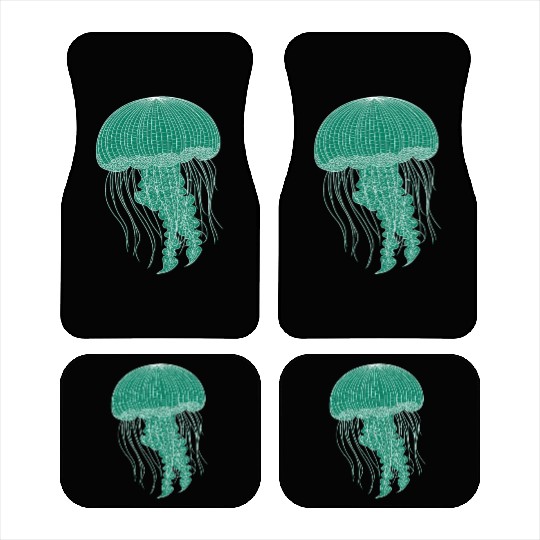 Sea life, Green Jellyfish Car Mats