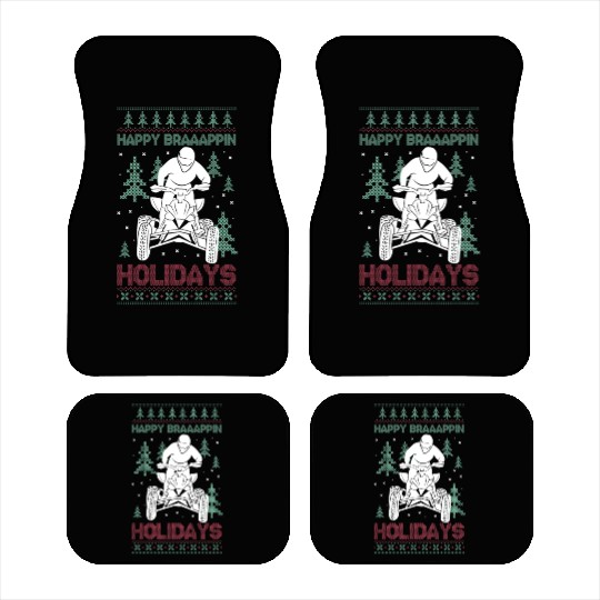 Happy Braaappin Holidays ATV Rider Christmas Car Mats