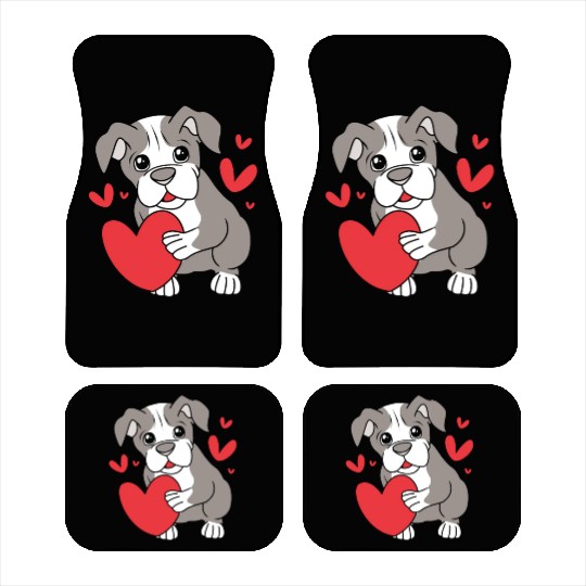 Cute Heart Puppy Boston Terrier Dog Car Mats