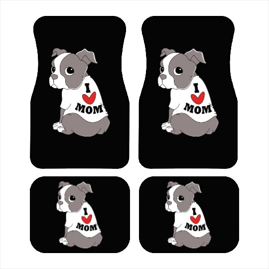I Love Mom Dog Puppy Boston Terrier Mama Car Mats