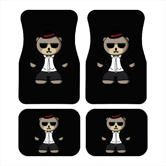 Kawaii Gangster Bear with Black Sunglasses Car Mats
